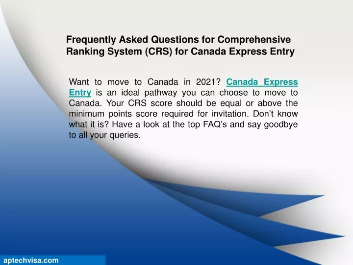 frequently asked questions for comprehensive ranking system crs for canada express entry