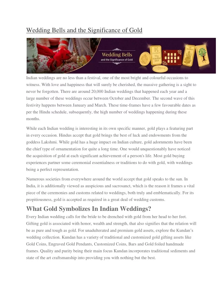 wedding bells and the significance of gold