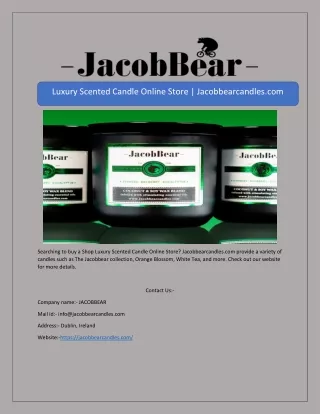 Luxury Scented Candle Online Store | Jacobbearcandles.com