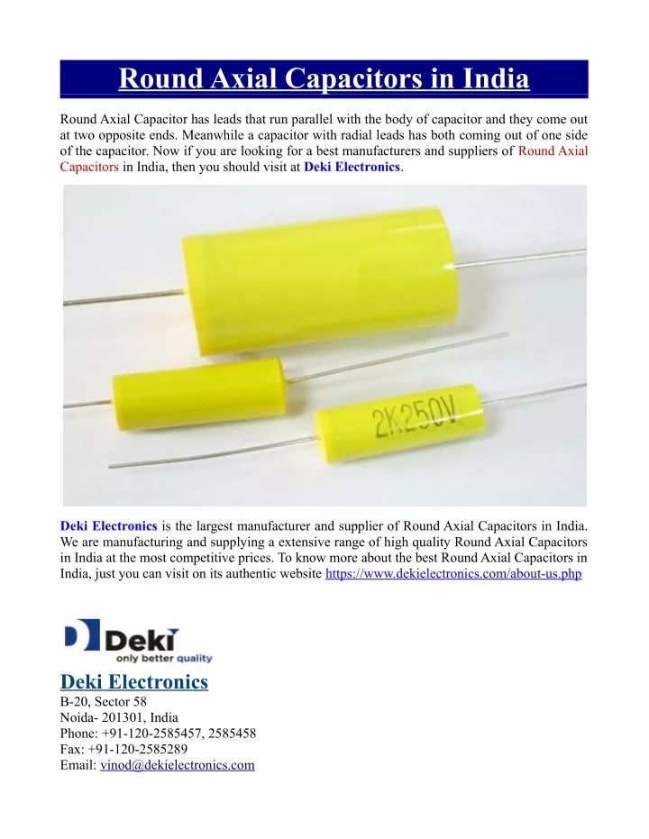 round axial capacitors in india