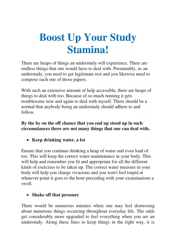 boost up your study stamina