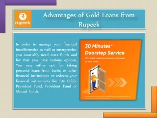 Advantages of Gold Loans from Rupeek