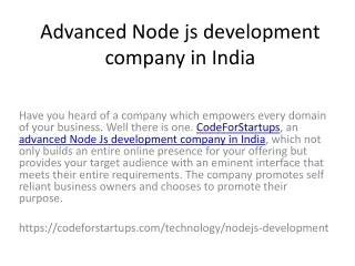 advanced node js development company in india