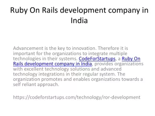 ruby on rails development company in india