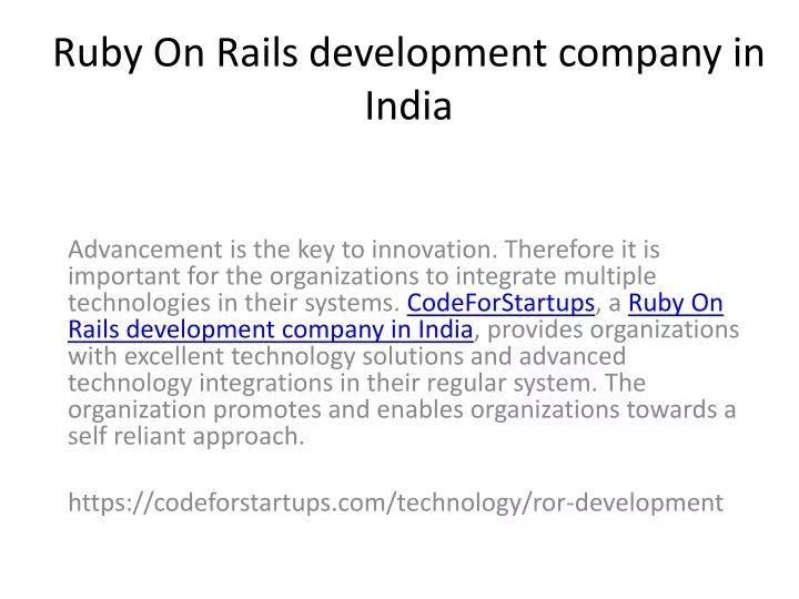 ruby on rails development company in india