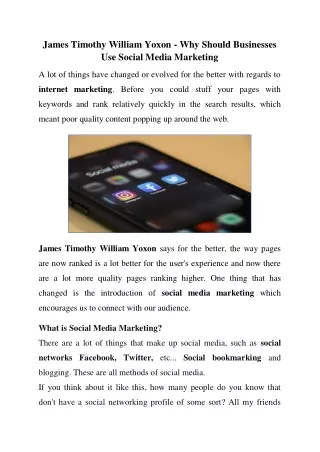 James Freewyo Yoxon - Why businesses use social media for marketing