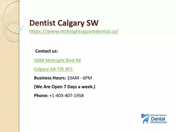 dentist calgary sw https www mcknightsquaredental ca