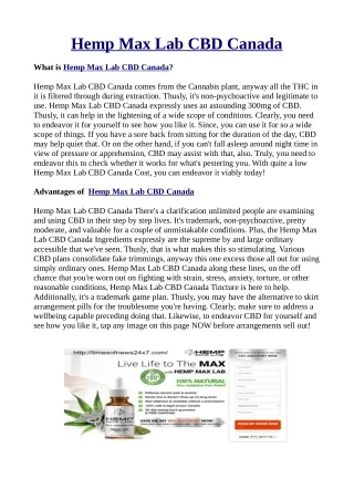 Hemp Max Lab CBD Canada