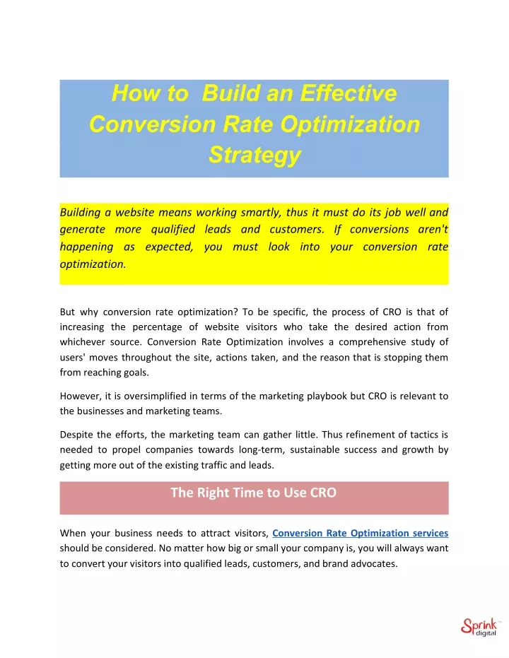 how to build an effective conversion rate