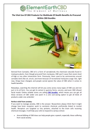 The Vital Use Of CBD Products For Multitude Of Health Benefits As Procured Within CBD Bundles