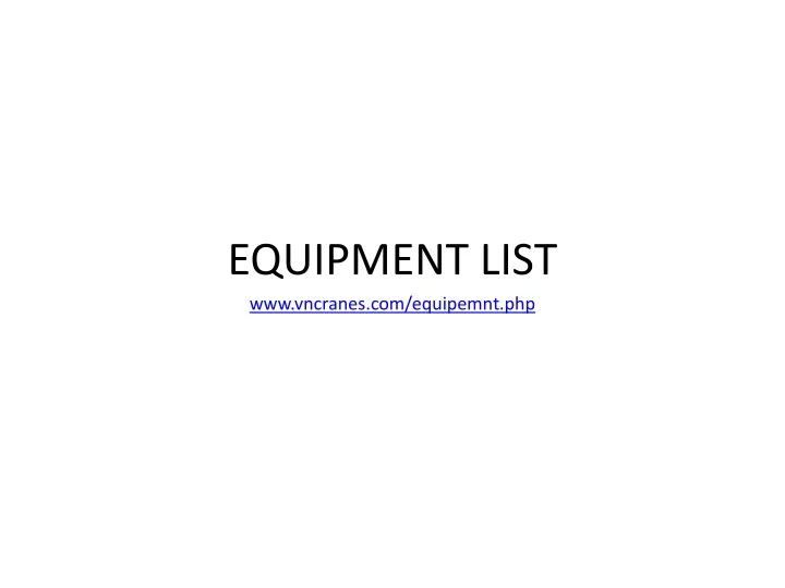 equipment list