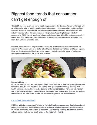 biggest food trends that consumers