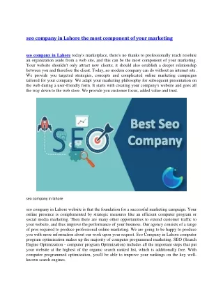 seo company in lahore the most component of your
