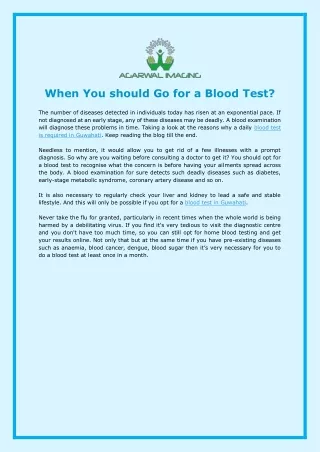 When You should Go for a Blood Test?