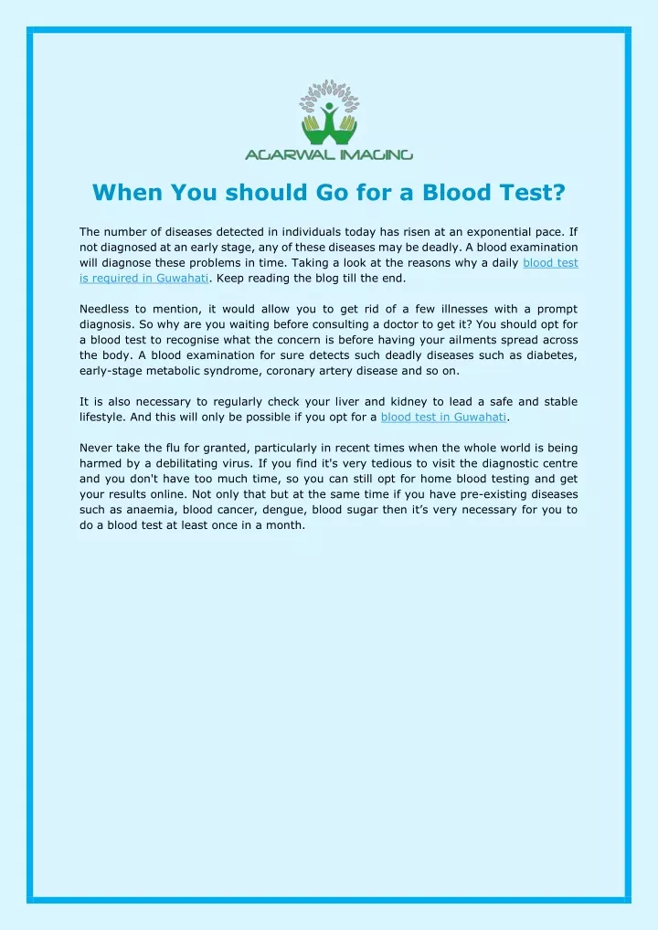 when you should go for a blood test