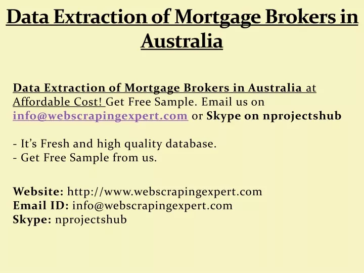 data extraction of mortgage brokers in australia