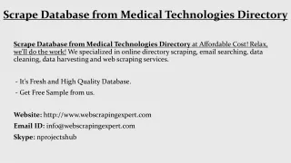 scrape database from medical technologies directory
