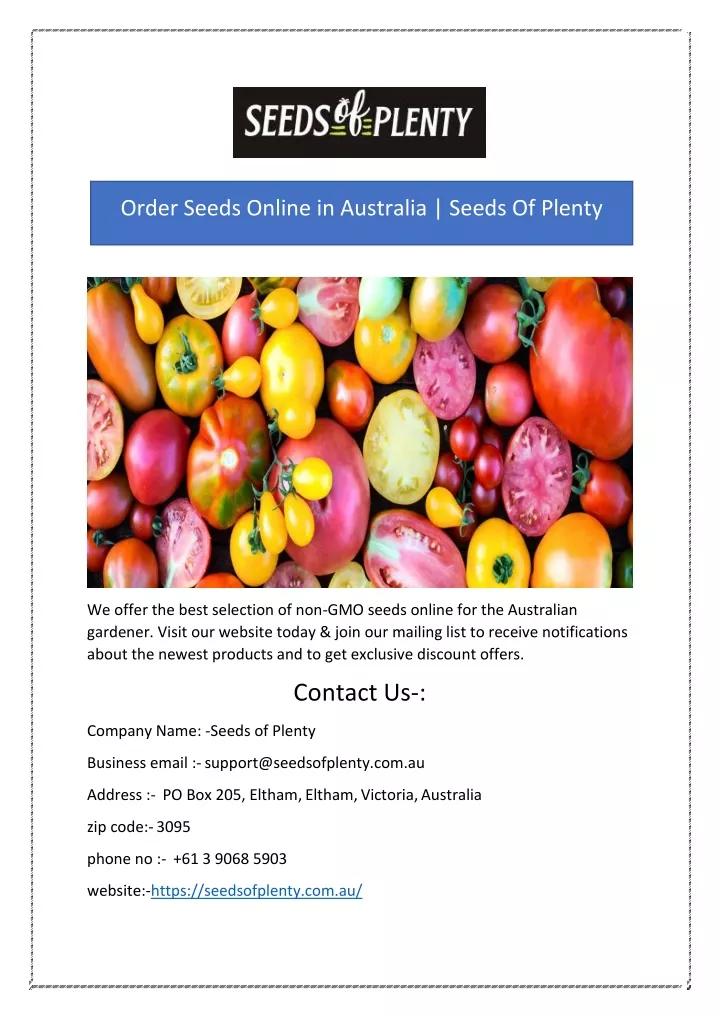 order seeds online in australia seeds of plenty