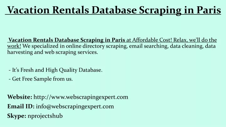 vacation rentals database scraping in paris