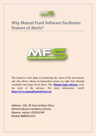 why mutual fund software facilitates feature
