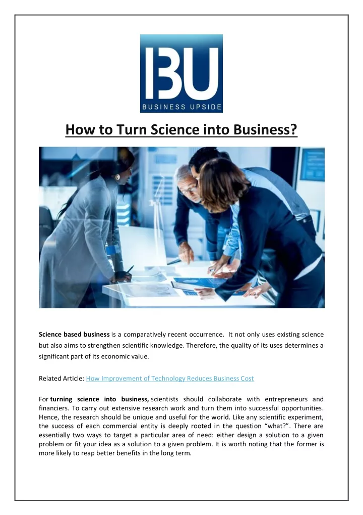 how to turn science into business