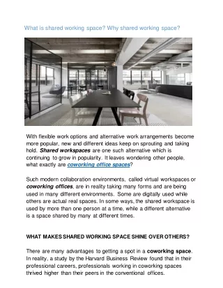 What is a shared working space?