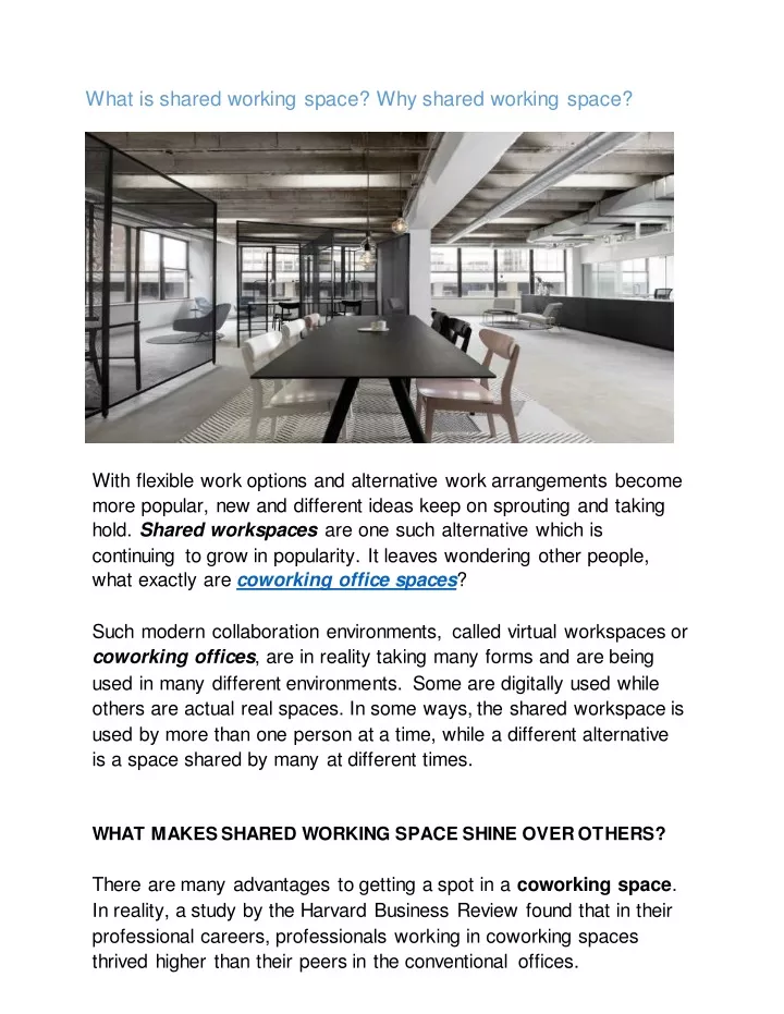 what is shared working space why shared working
