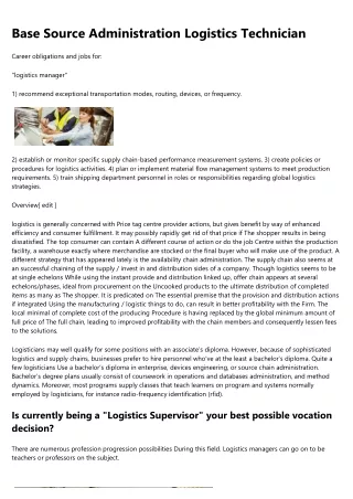 base source administration logistics technician