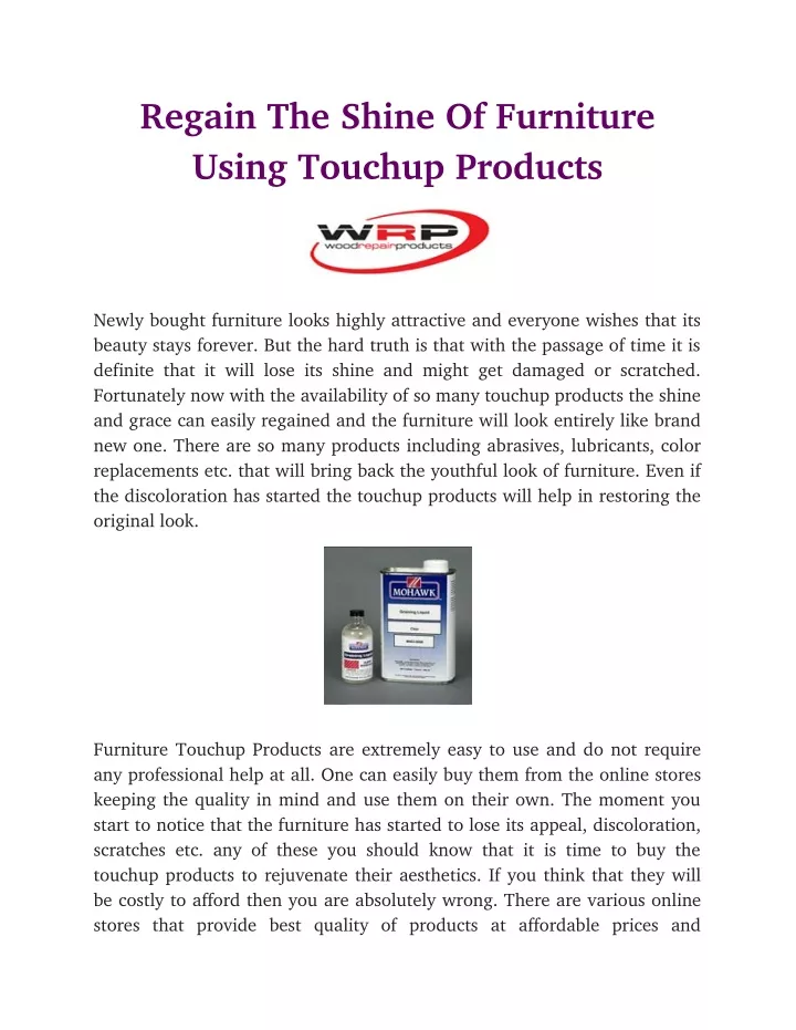 regain the shine of furniture using touchup