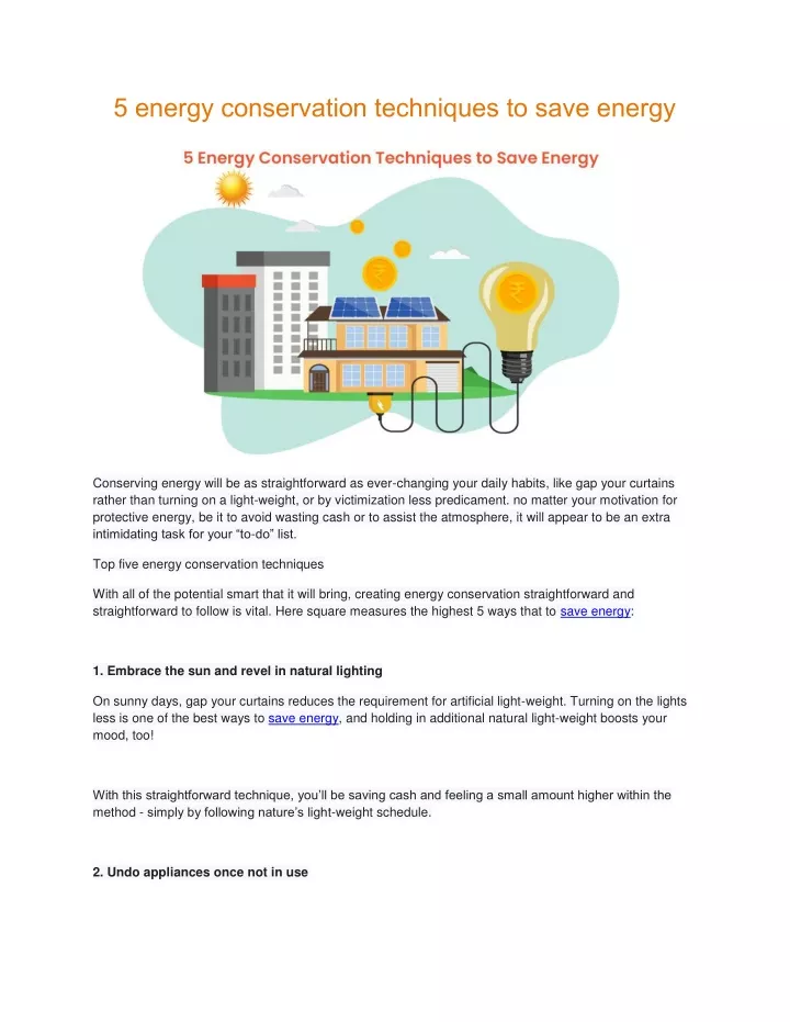 5 energy conservation techniques to save energy