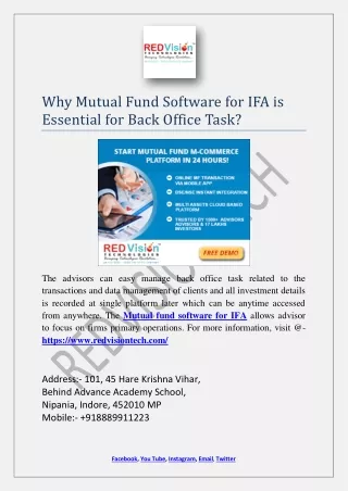 why mutual fund software for ifa is essential