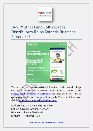 how mutual fund software for distributors helps