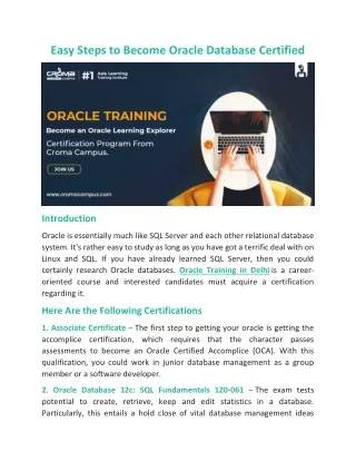 easy steps to become oracle database certified