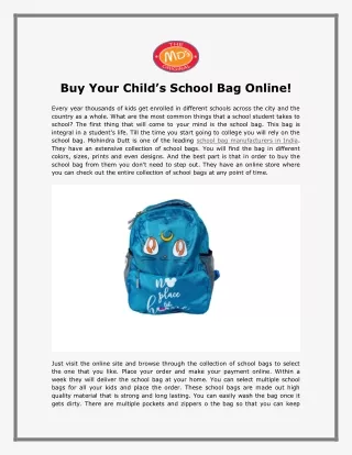 Buy Your Child’s School Bag Online!