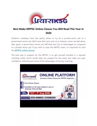 Best Make MPPSC Online Classes You Will Read This Year in 2020
