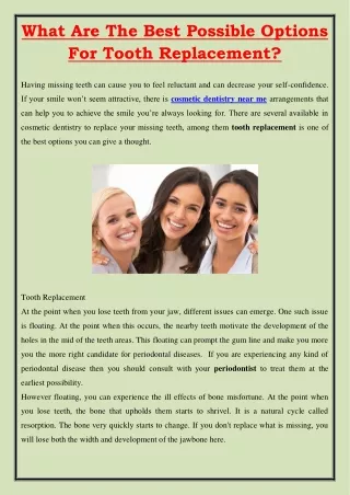 what are the best possible options for tooth