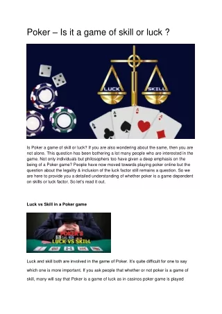 poker is it a game of skill or luck