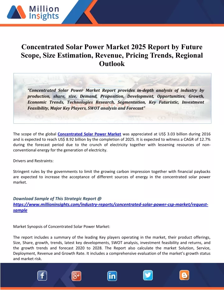 concentrated solar power market 2025 report