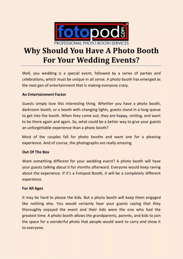 why should you have a photo booth for your