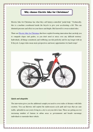 Why choose Electric bike for Christmas?