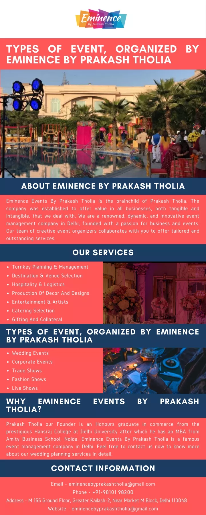 types of event organized by eminence by prakash