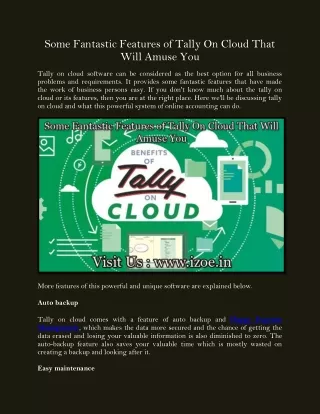 some fantastic features of tally on cloud that