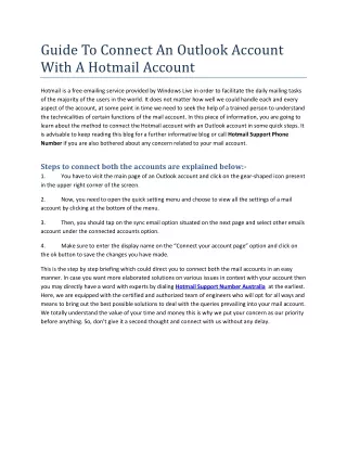 Guide To Connect An Outlook Account With A Hotmail Account