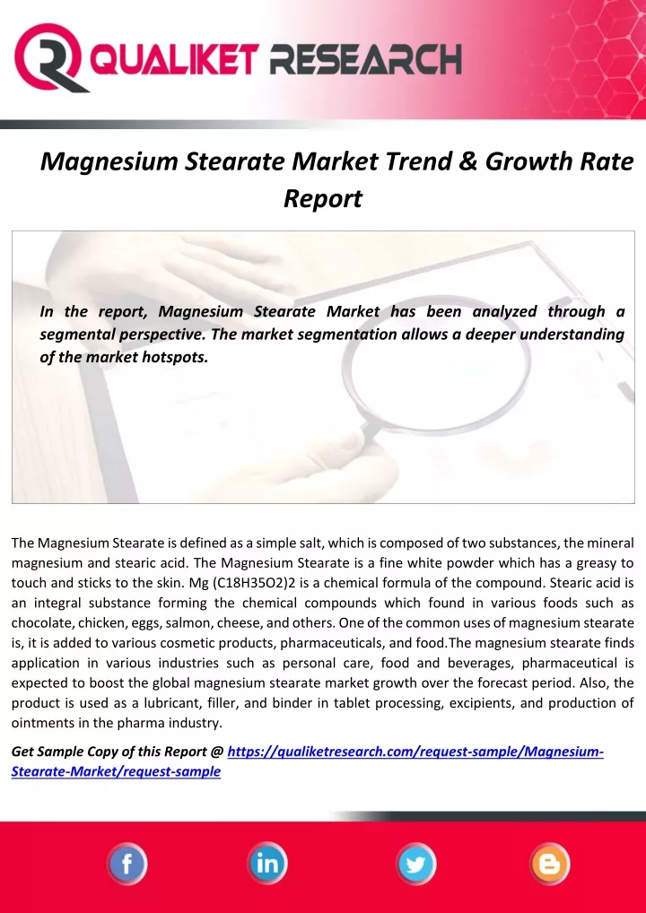 magnesium stearate market trend growth rate report