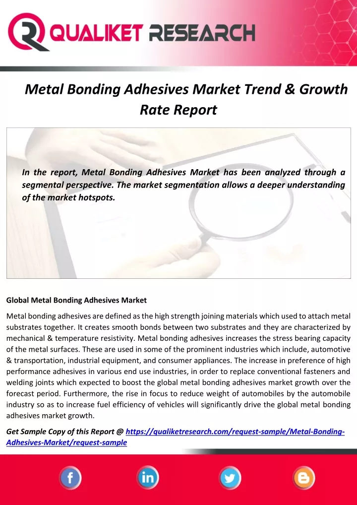 metal bonding adhesives market trend growth rate