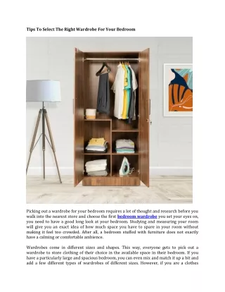 tips to select the right wardrobe for your bedroom