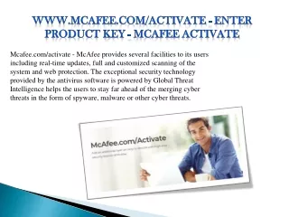 mcafee com activate mcafee provides several