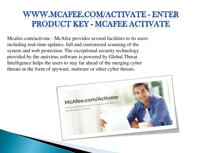 mcafee com activate mcafee provides several