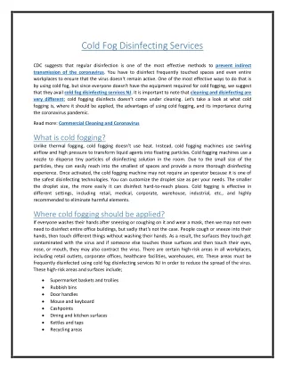 cold fog disinfecting services