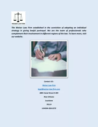 the weiser law firm established in the conviction